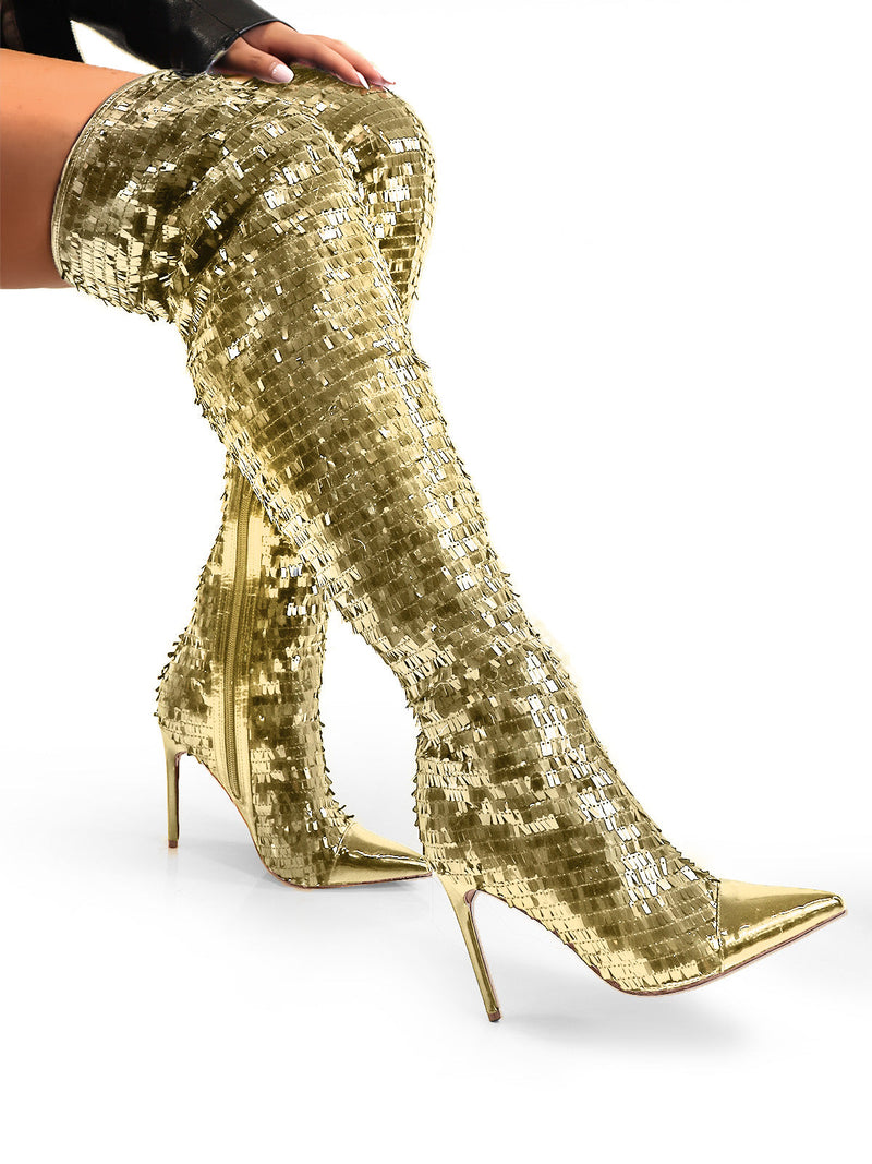 Vitoria Sequin Knee High Boots