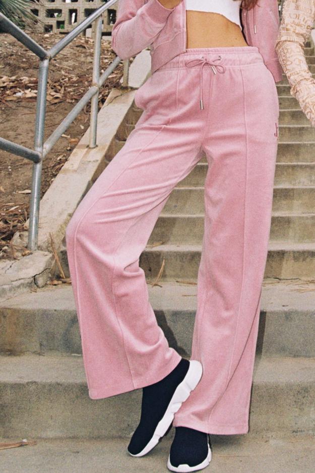 Wide Leg Velour Sweatpants