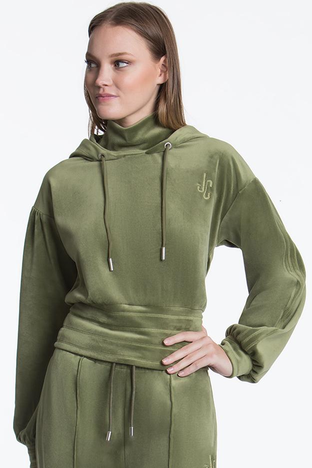 Balloon-Sleeve Mockneck Hoodie