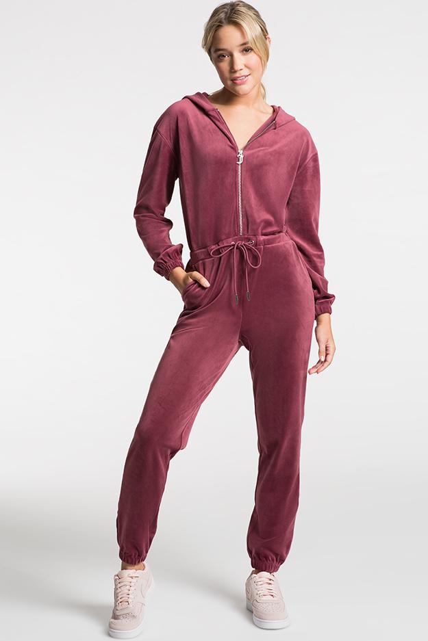 Bling Velour Hooded Jumpsuit