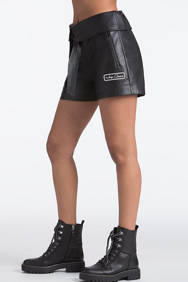 Faux Leather Belted Shorts