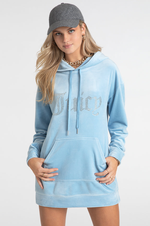 Big Bling Velour Hoodie Dress