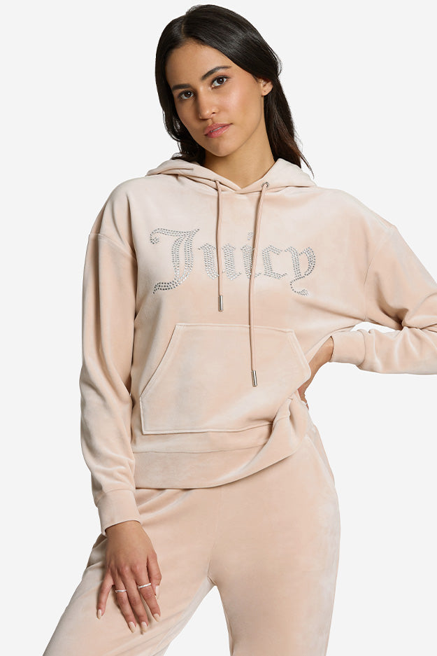 Oversized Big Bling Velour Hoodie