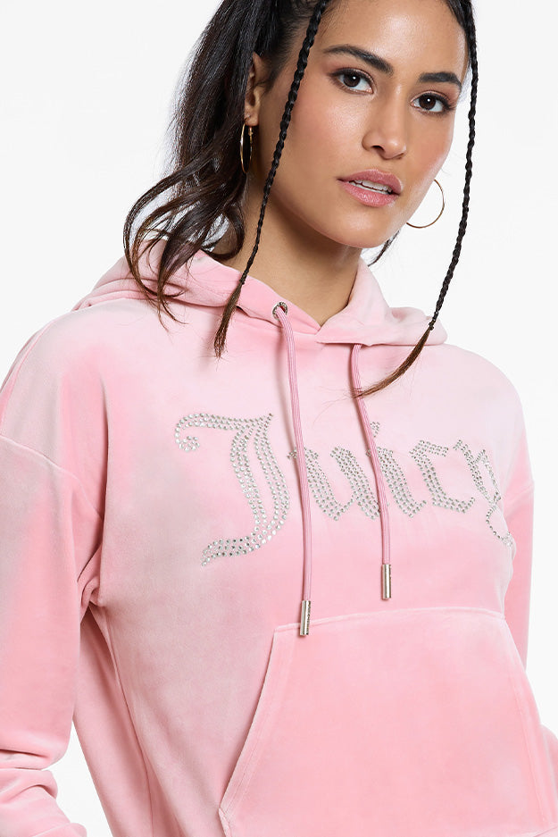 Oversized Big Bling Velour Hoodie