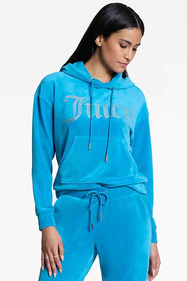 Oversized Big Bling Velour Hoodie