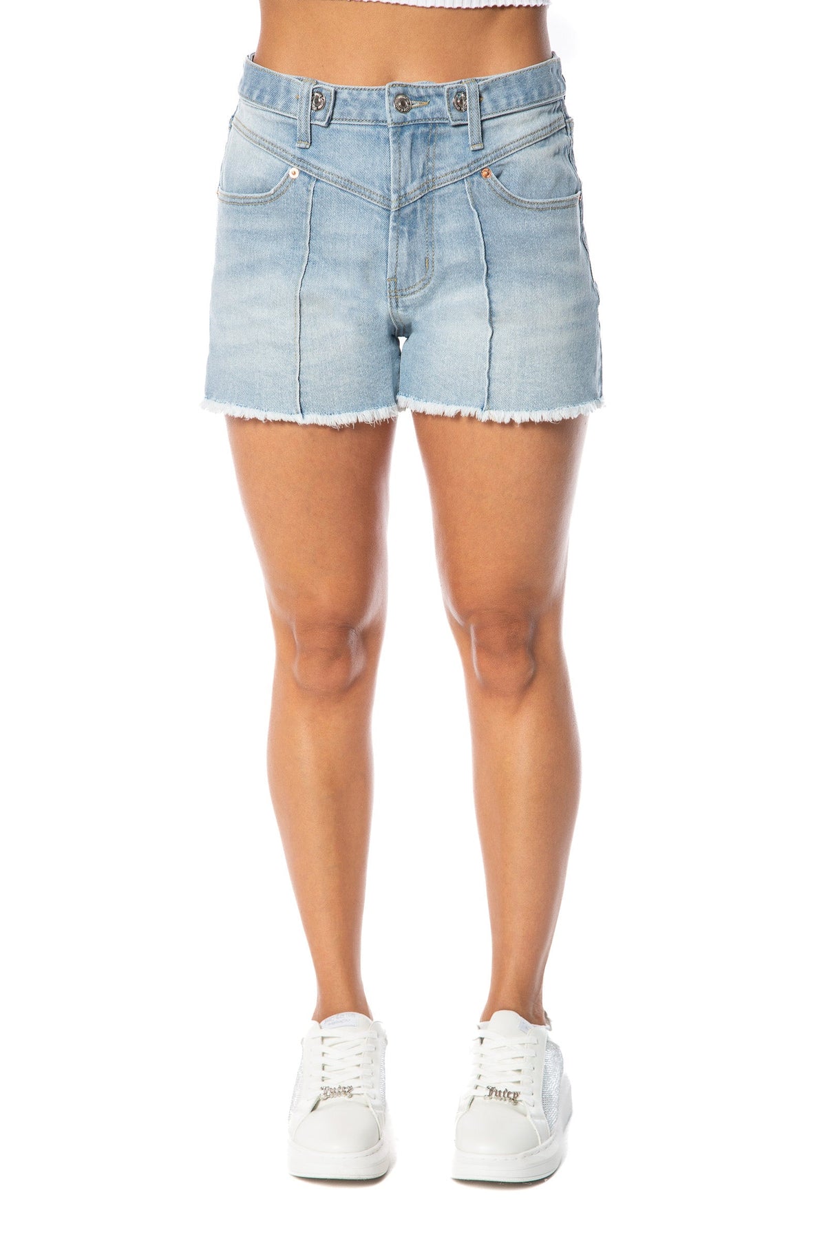 V-Front Shorts with Raw hem