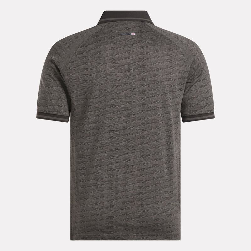 Men's Short Sleeve Tonal Vector Jacquard Polo Shirt with Tipped Rib Trim