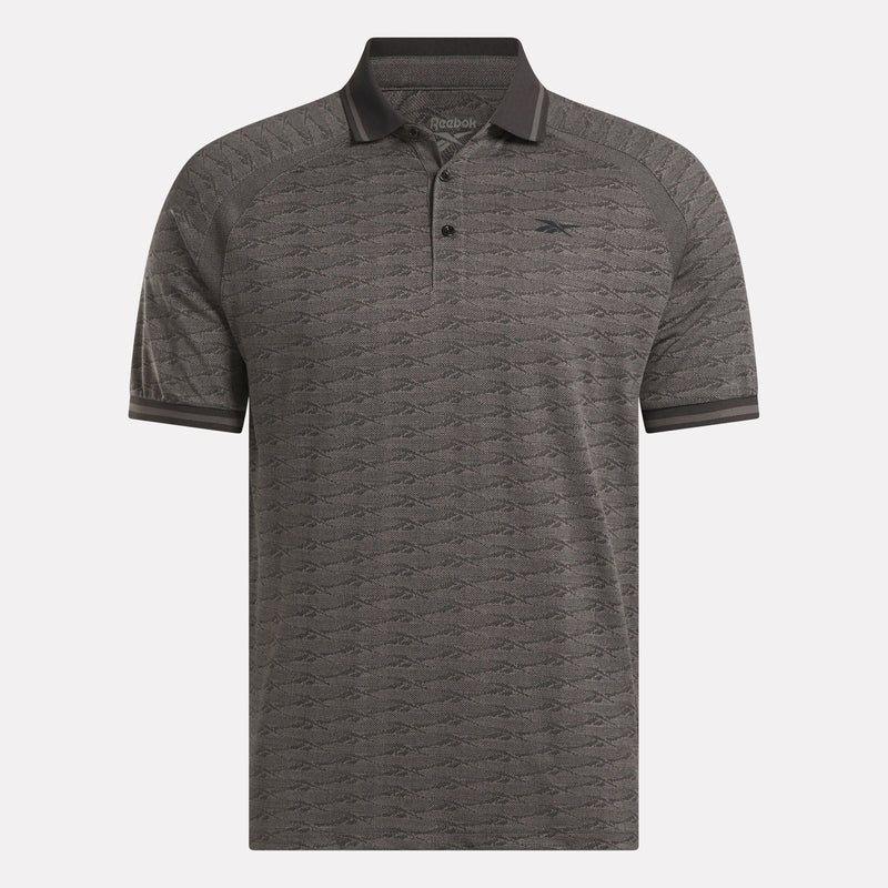 Men's Short Sleeve Tonal Vector Jacquard Polo Shirt with Tipped Rib Trim