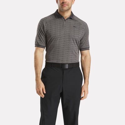 Men's Short Sleeve Tonal Vector Jacquard Polo Shirt with Tipped Rib Trim
