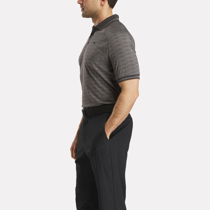 Men's Short Sleeve Tonal Vector Jacquard Polo Shirt with Tipped Rib Trim