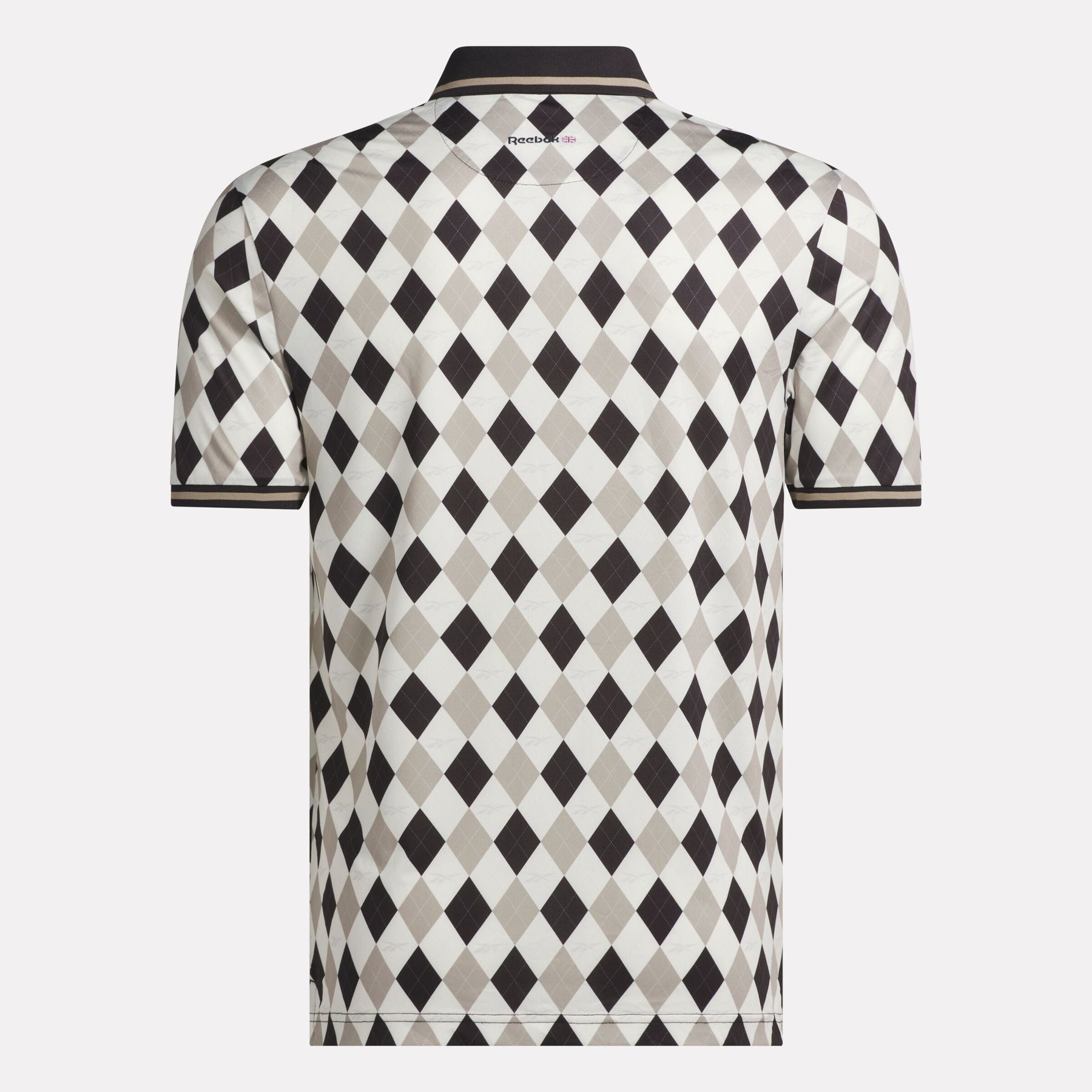 Men's Short Sleeve Vector Argyle Print Polo Shirt with Tipped Rib Trim