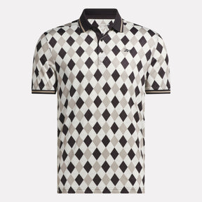 Men's Short Sleeve Vector Argyle Print Polo Shirt with Tipped Rib Trim