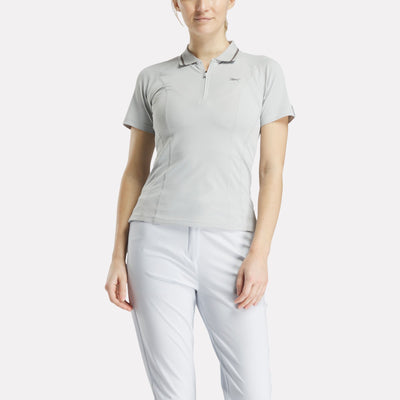 Women's Short Sleeve Zip Bodycon Golf Polo Shirt