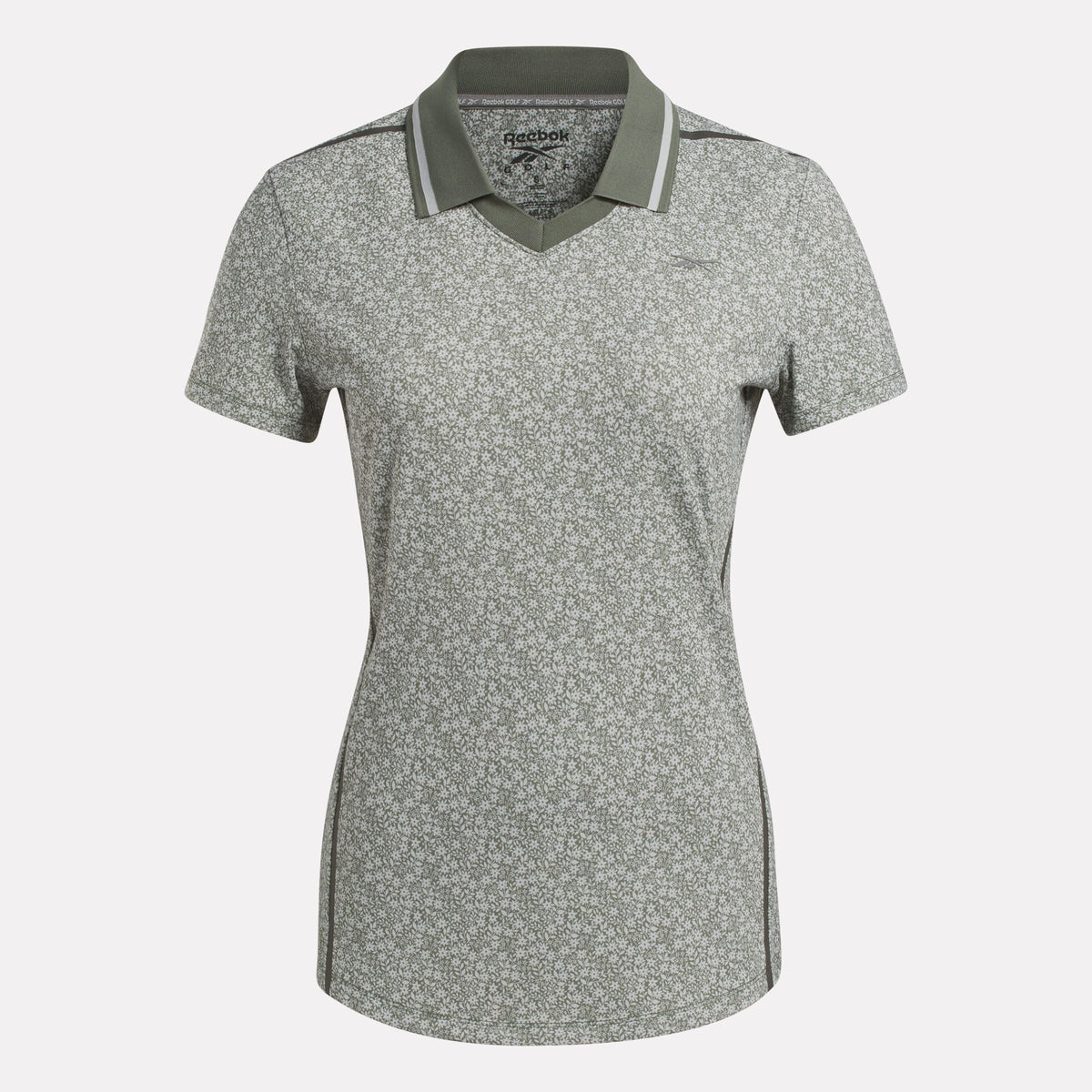 Women's Cap Sleeve Johnny Collar Micro Floral Polo Shirt