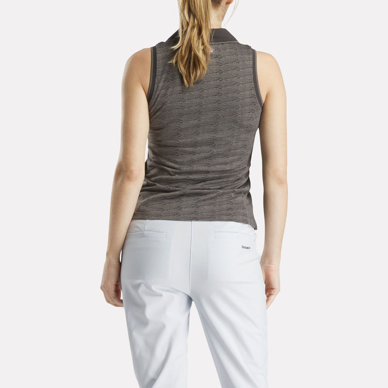 Women's Sleeveless Tonal Vector Jacquard Golf Polo Shirt