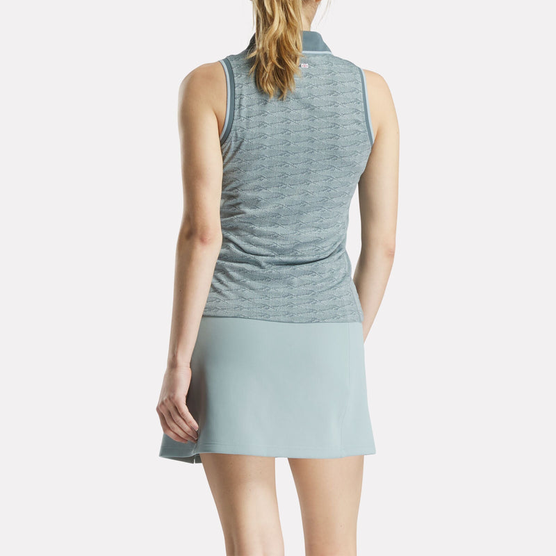 Women's Sleeveless Tonal Vector Jacquard Golf Polo Shirt