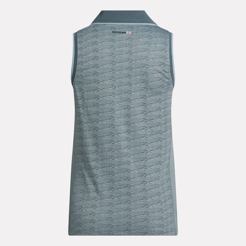 Women's Sleeveless Tonal Vector Jacquard Golf Polo Shirt