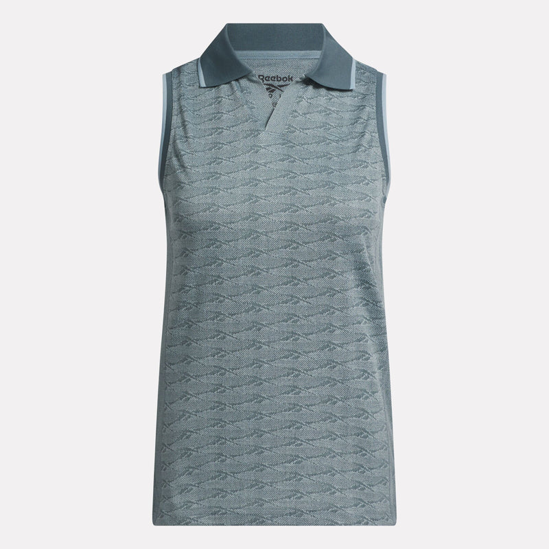 Women's Sleeveless Tonal Vector Jacquard Golf Polo Shirt