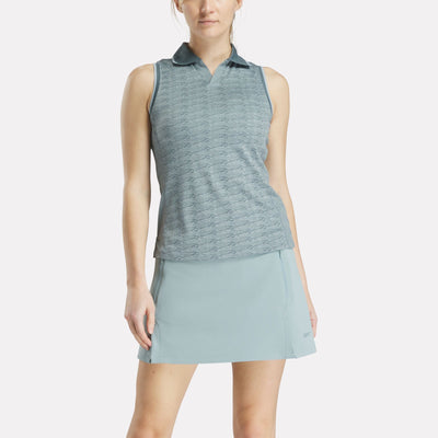 Women's Sleeveless Tonal Vector Jacquard Golf Polo Shirt