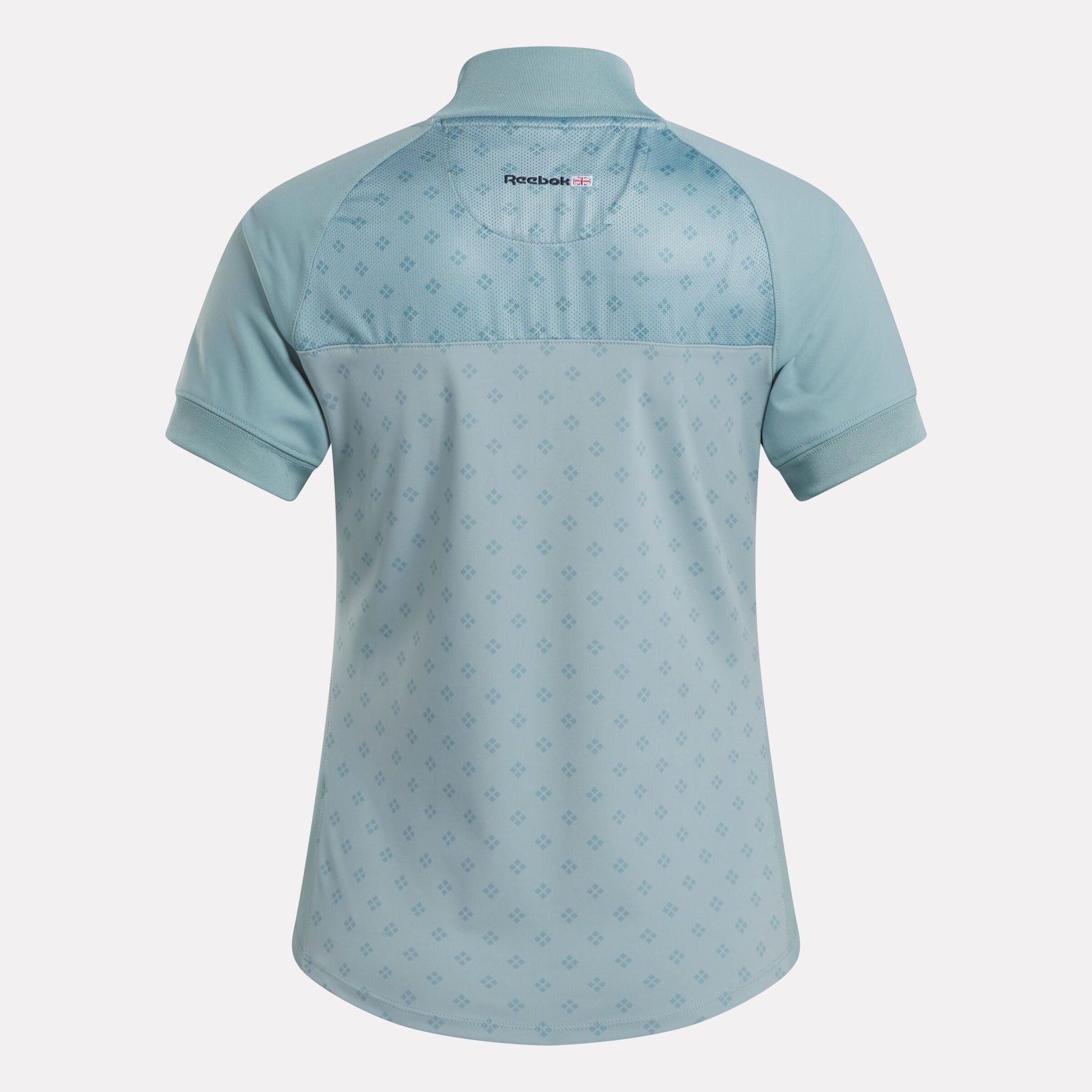 Women's Short Sleeve 1/4 Zip Mini Argyle Print Top