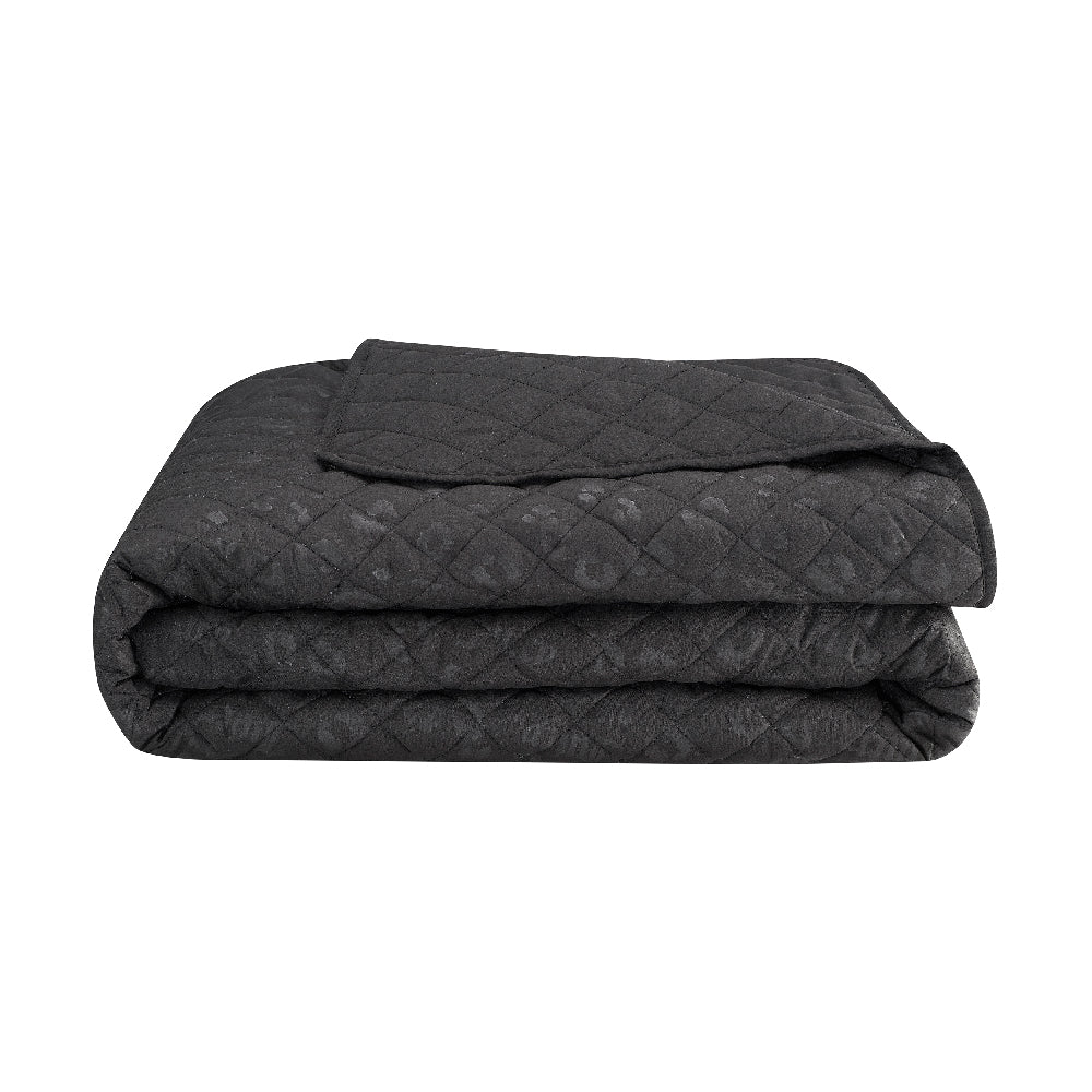 Black Leopard Embossed Quilt Set