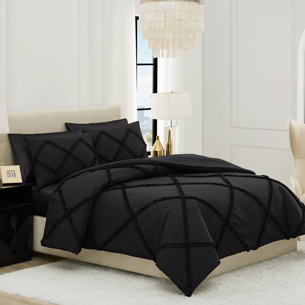 Diamond Ruffle Comforter Set