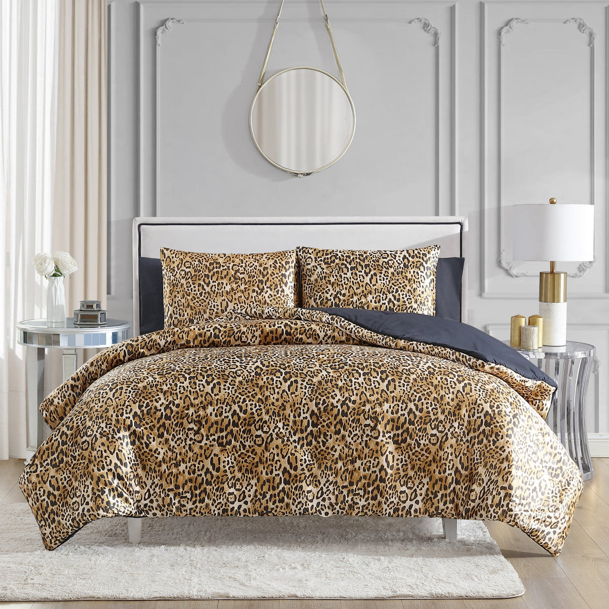 Monica Leopard Reversible Duvet Cover Set