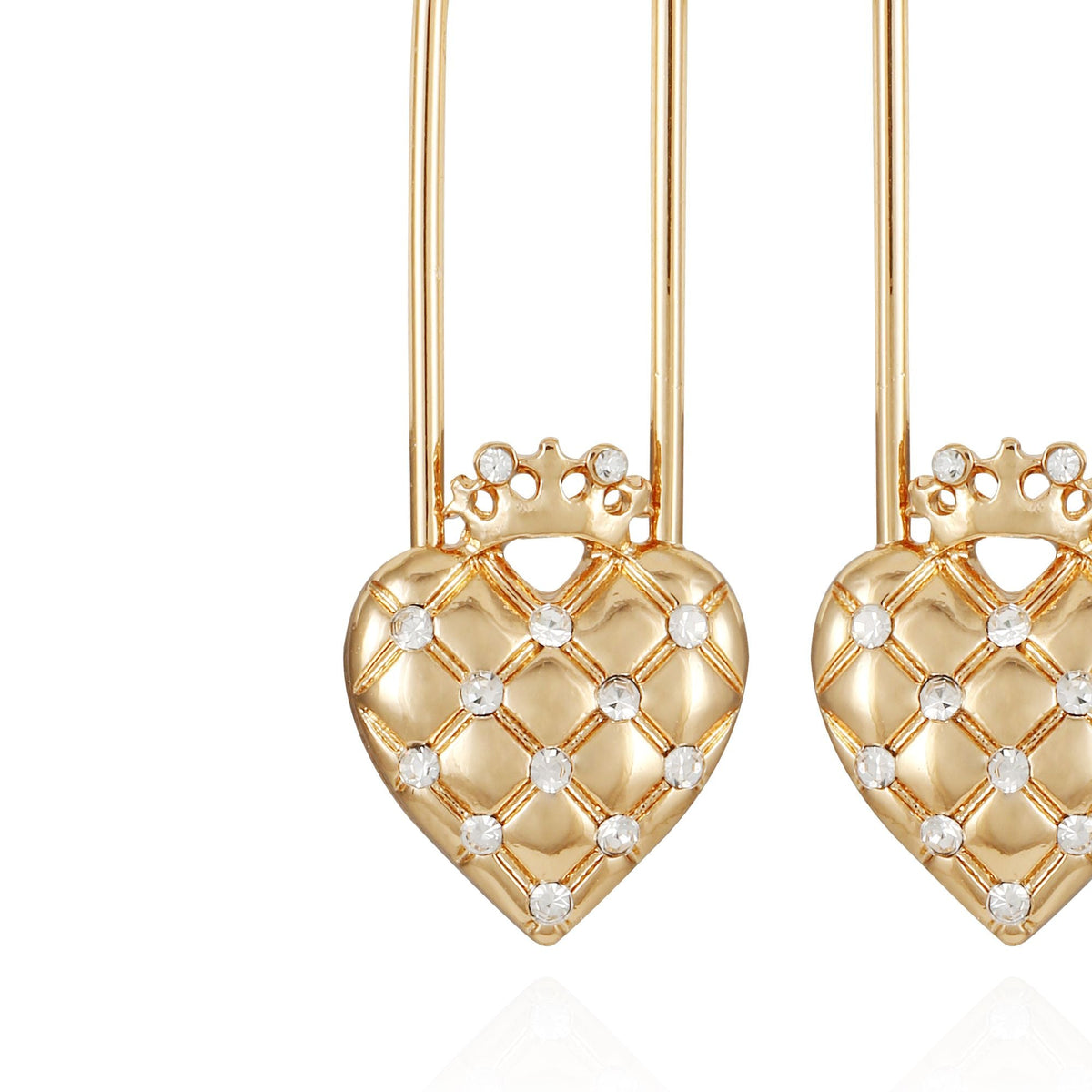 Diamond Heart Lock Drop Earrings