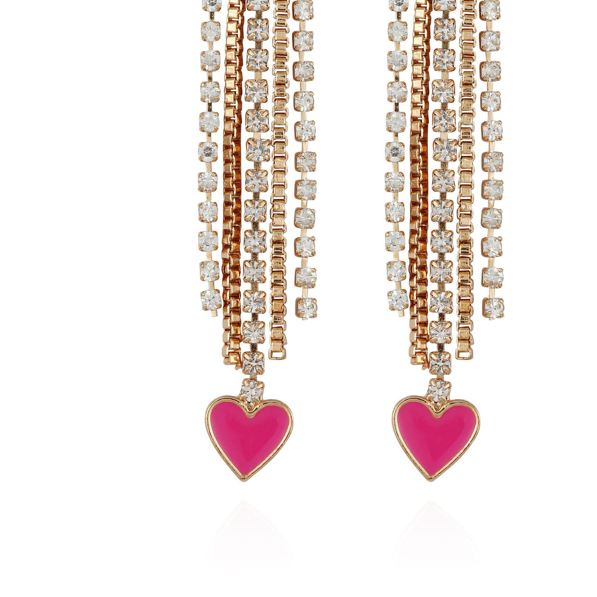 Heart Dangle Linear Drop Earrings