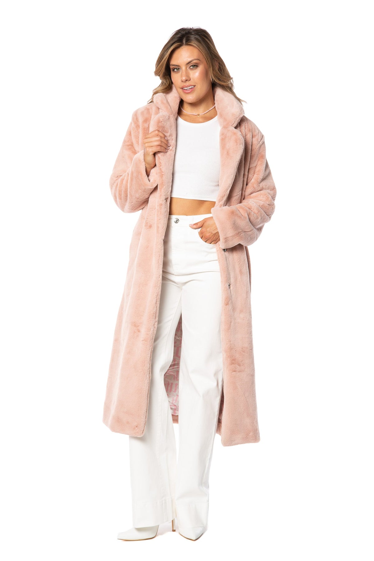 Faux Fur Teddy Trench Coat