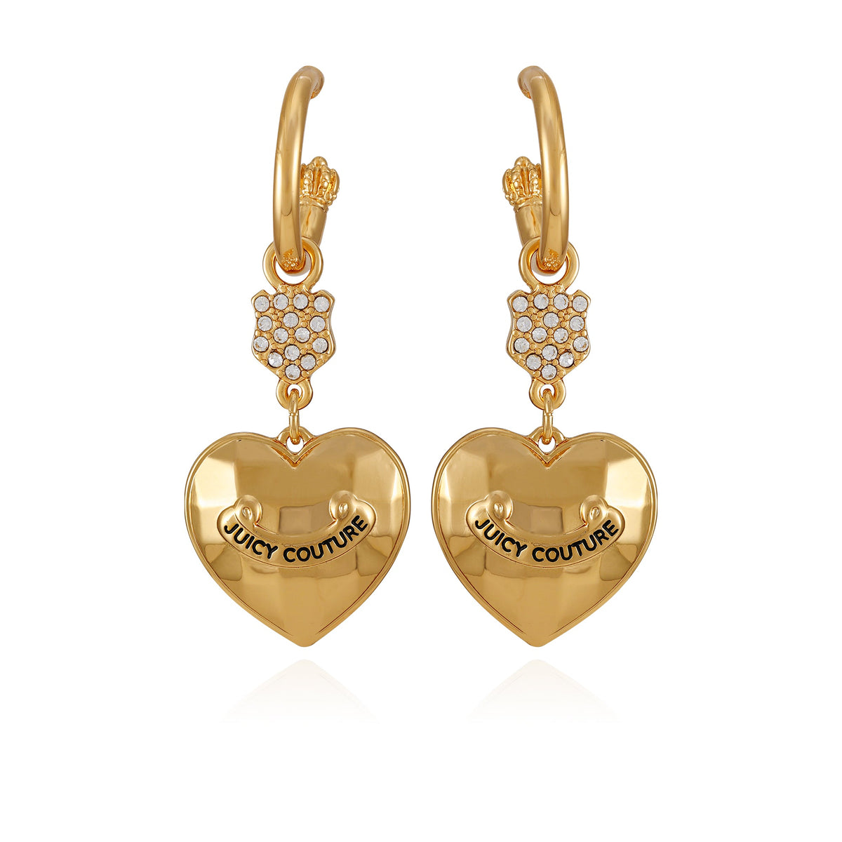 Bling Heart Drop Hoop Earrings