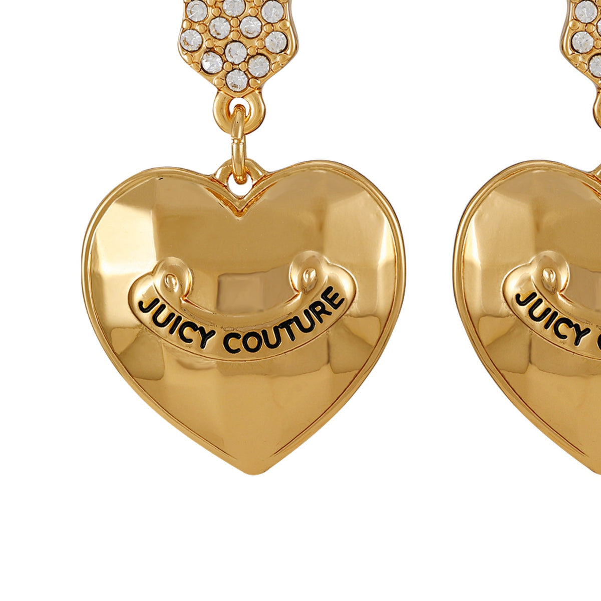 Bling Heart Drop Hoop Earrings