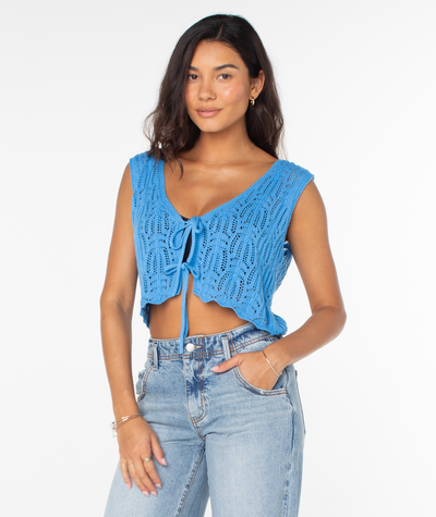 Beach Bound Crochet Vest Sweater - Roxy