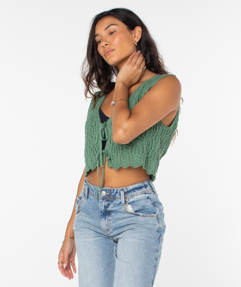 Beach Bound Crochet Vest Sweater - Roxy