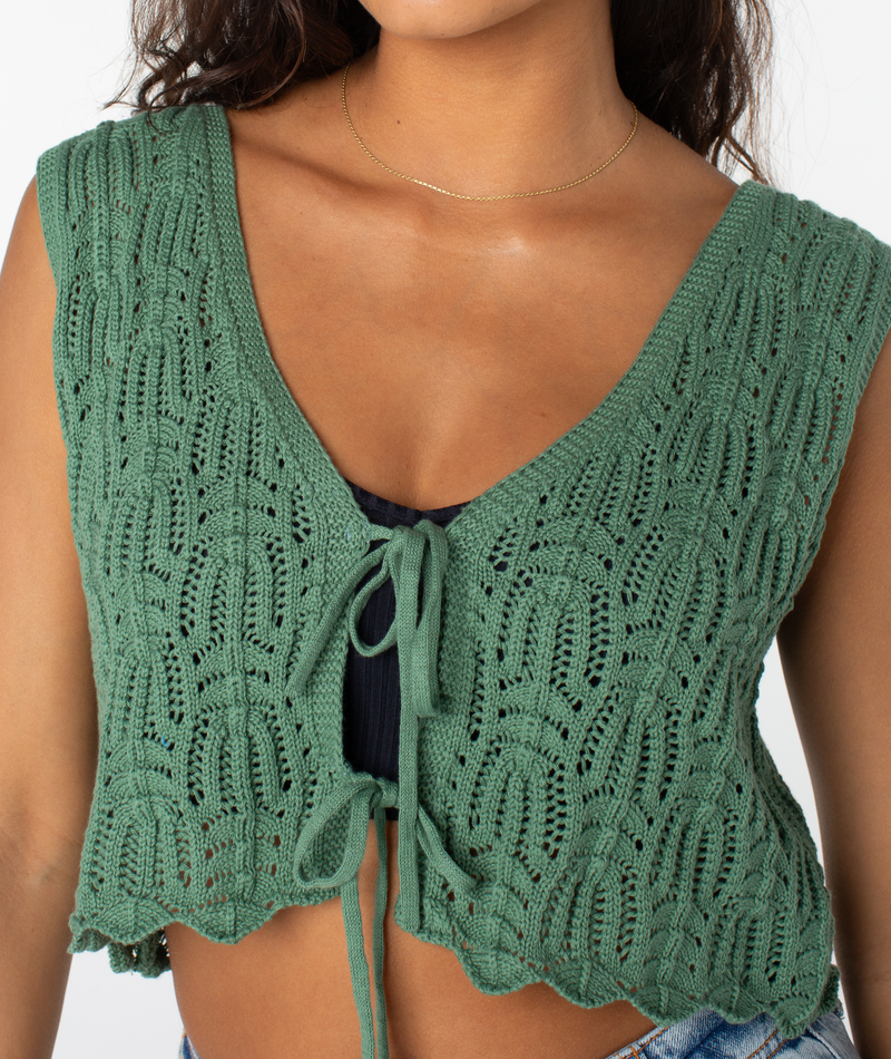 Beach Bound Crochet Vest Sweater - Roxy