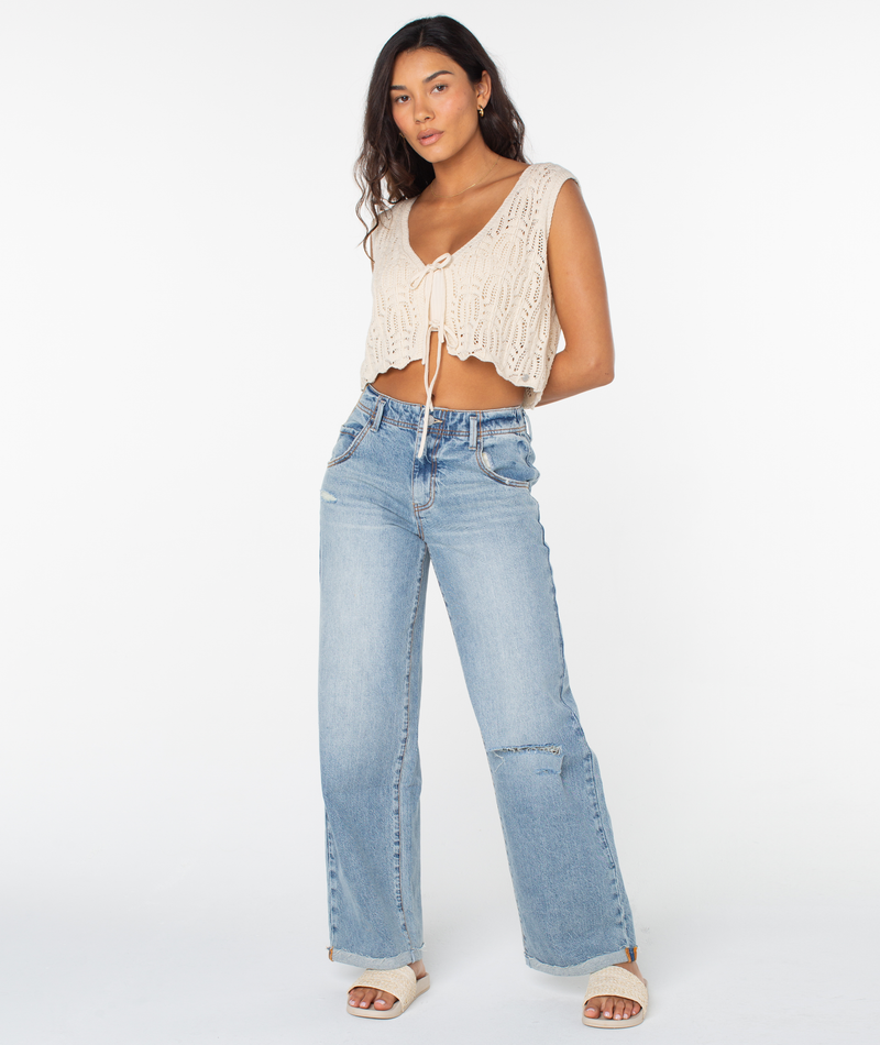 Beach Bound Crochet Vest Sweater - Roxy