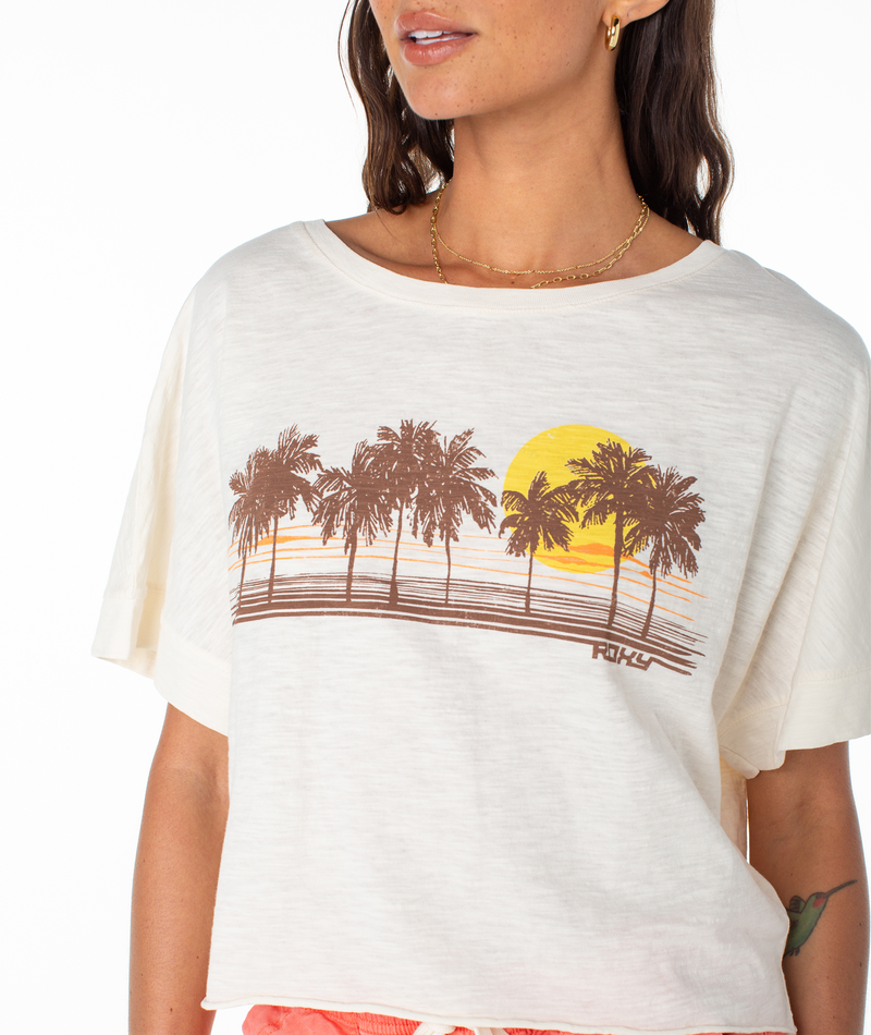 Palm Stripe Cropped Tee
