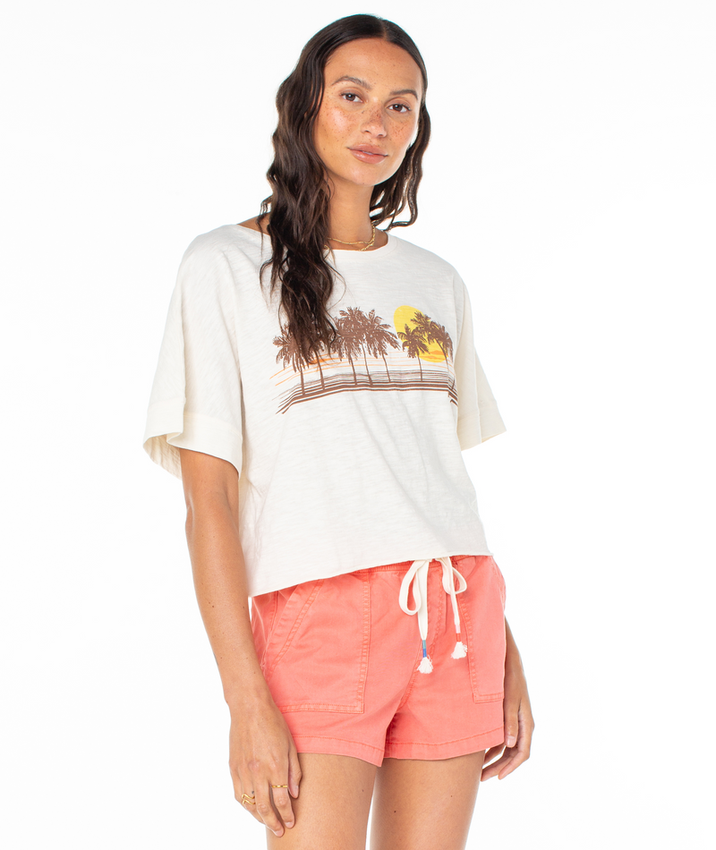 Palm Stripe Cropped Tee
