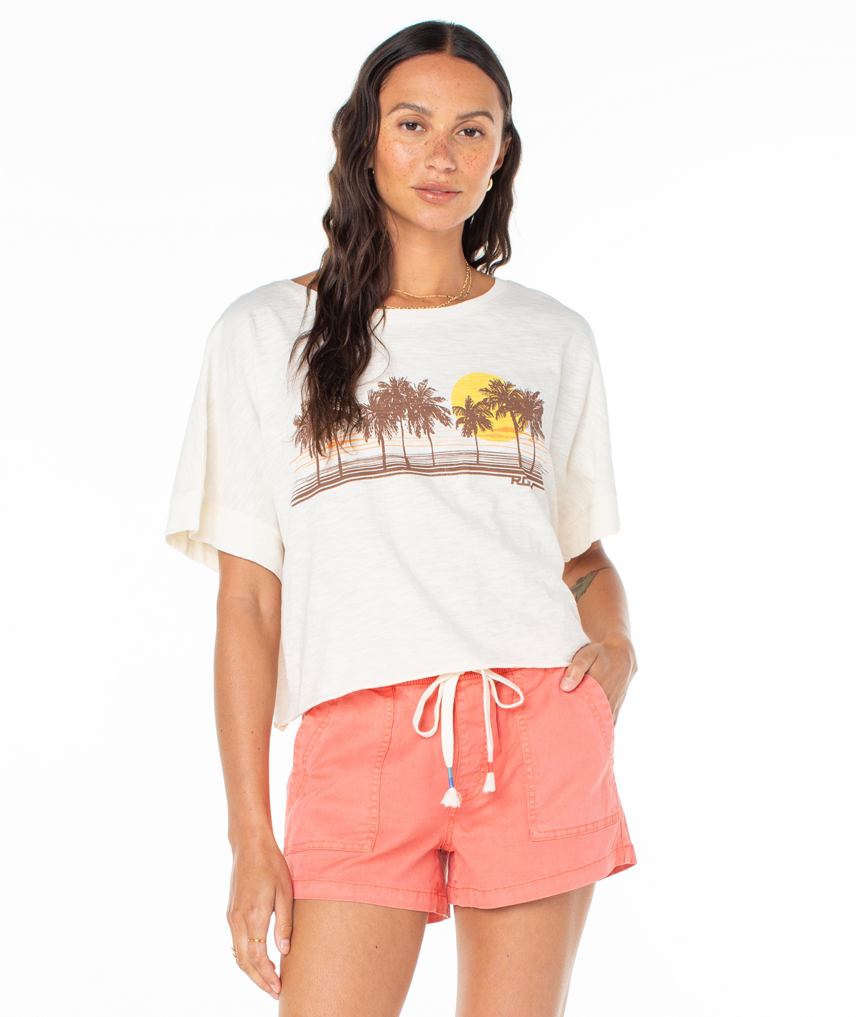 Palm Stripe Screen Tee - Roxy