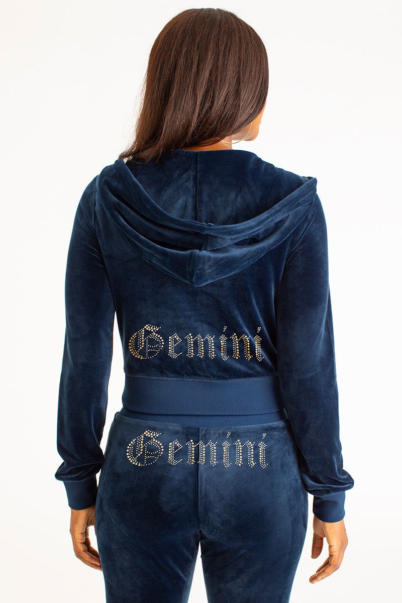 Gemini Big Bling Velour Hoodie