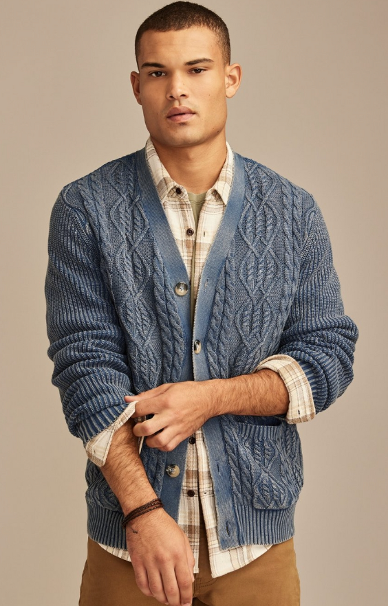 Lucky Brand Washed Cable Cardigan