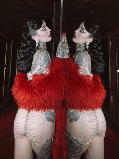 Ziggy Draped Rhinestone Skirt - Frederick's of Hollywood