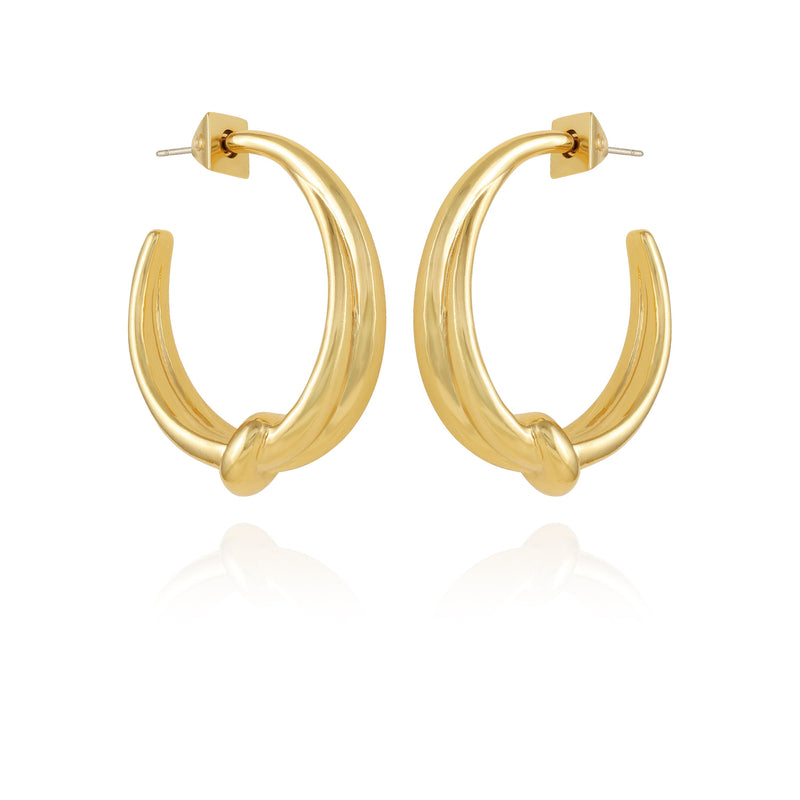 Goldtone Open Knotted Hoop Earrings