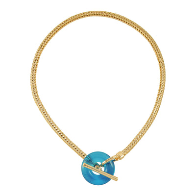 Goldtone Blue Candy Stone Snake Chain Necklace - Vince Camuto