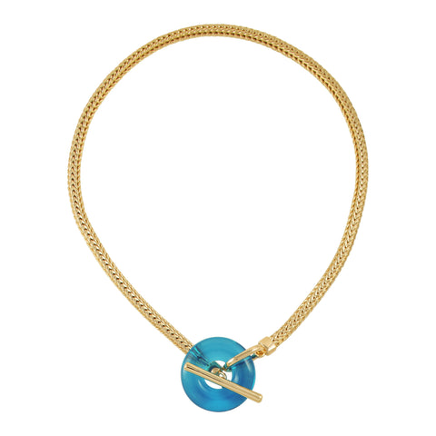 Goldtone Blue Candy Stone Snake Chain Necklace - Vince Camuto