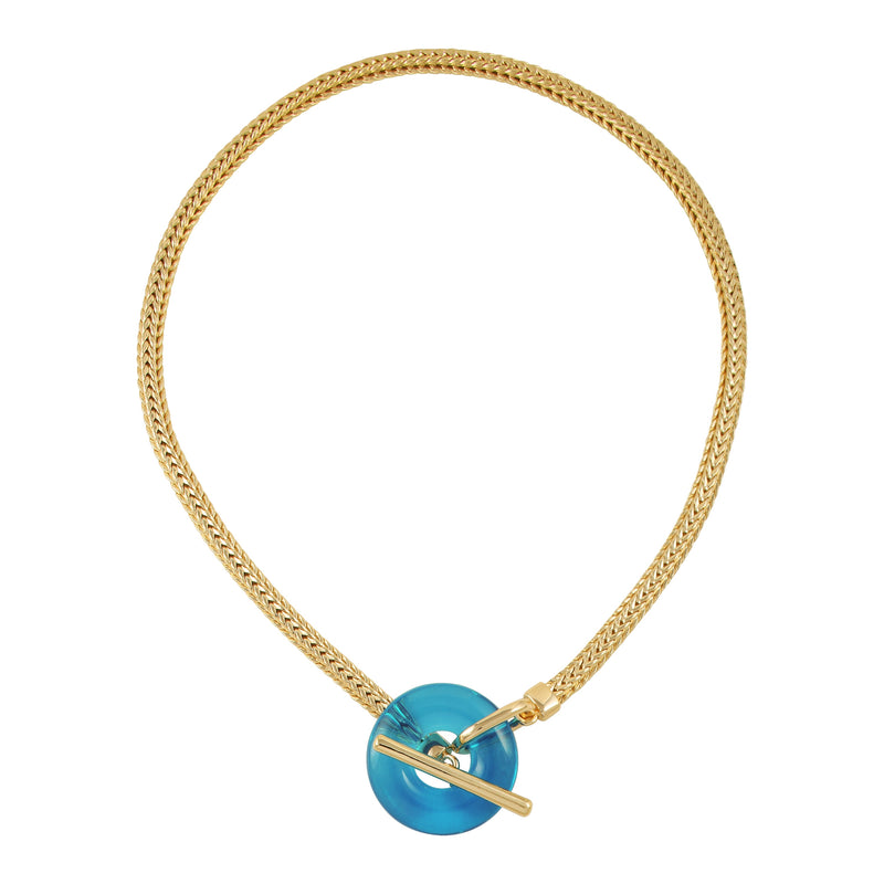 Goldtone Blue Candy Stone Snake Chain Necklace - Vince Camuto