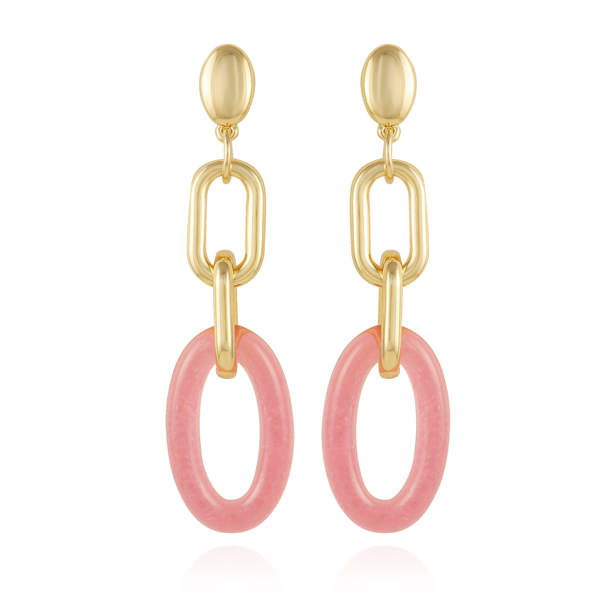 Goldtone Pink Candy Interlocking Drop Earrings - Vince Camuto