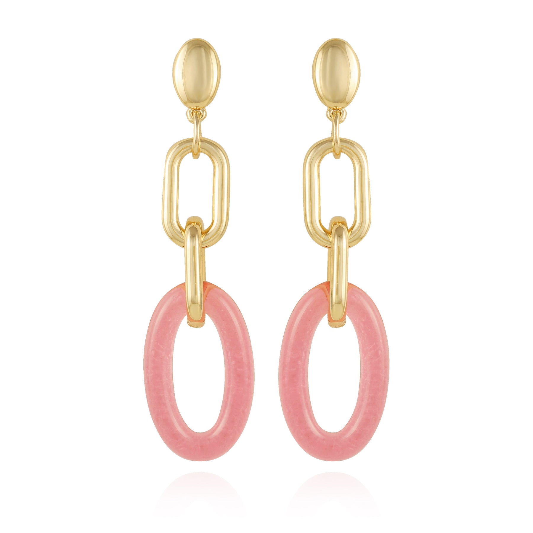 Goldtone Pink Candy Interlocking Drop Earrings - Vince Camuto