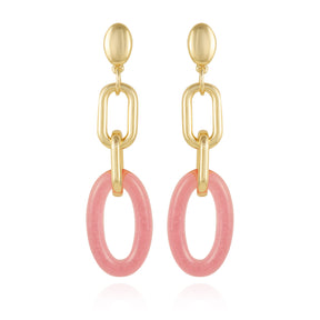 Goldtone Pink Candy Interlocking Drop Earrings - Vince Camuto