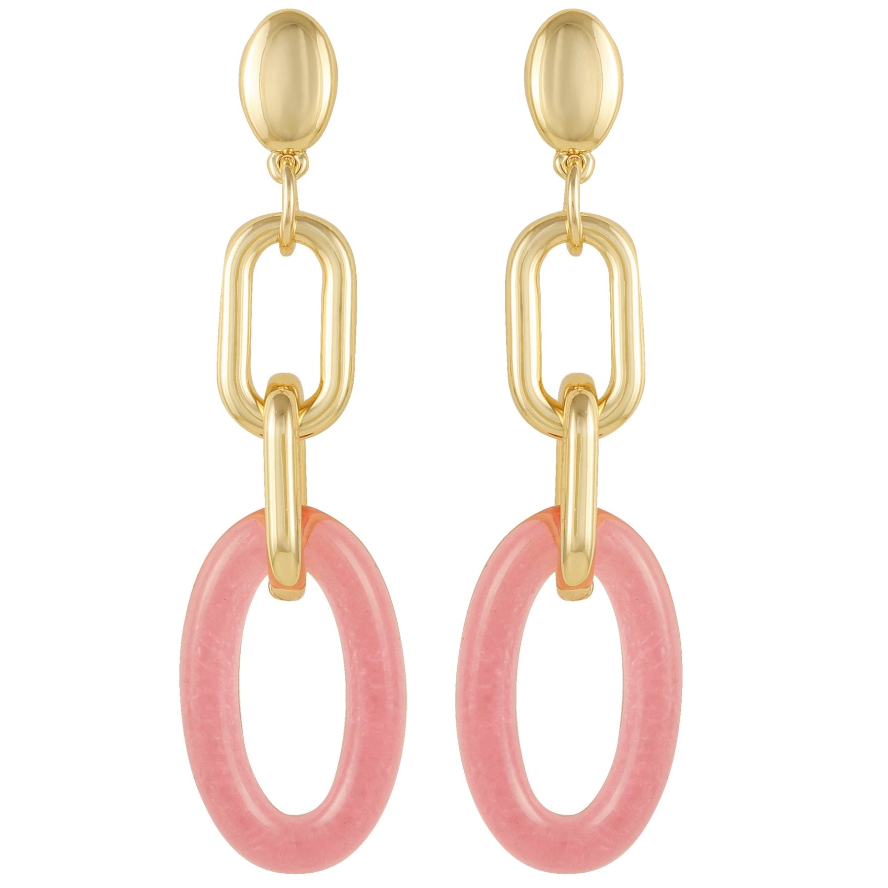 Goldtone Pink Candy Interlocking Drop Earrings - Vince Camuto